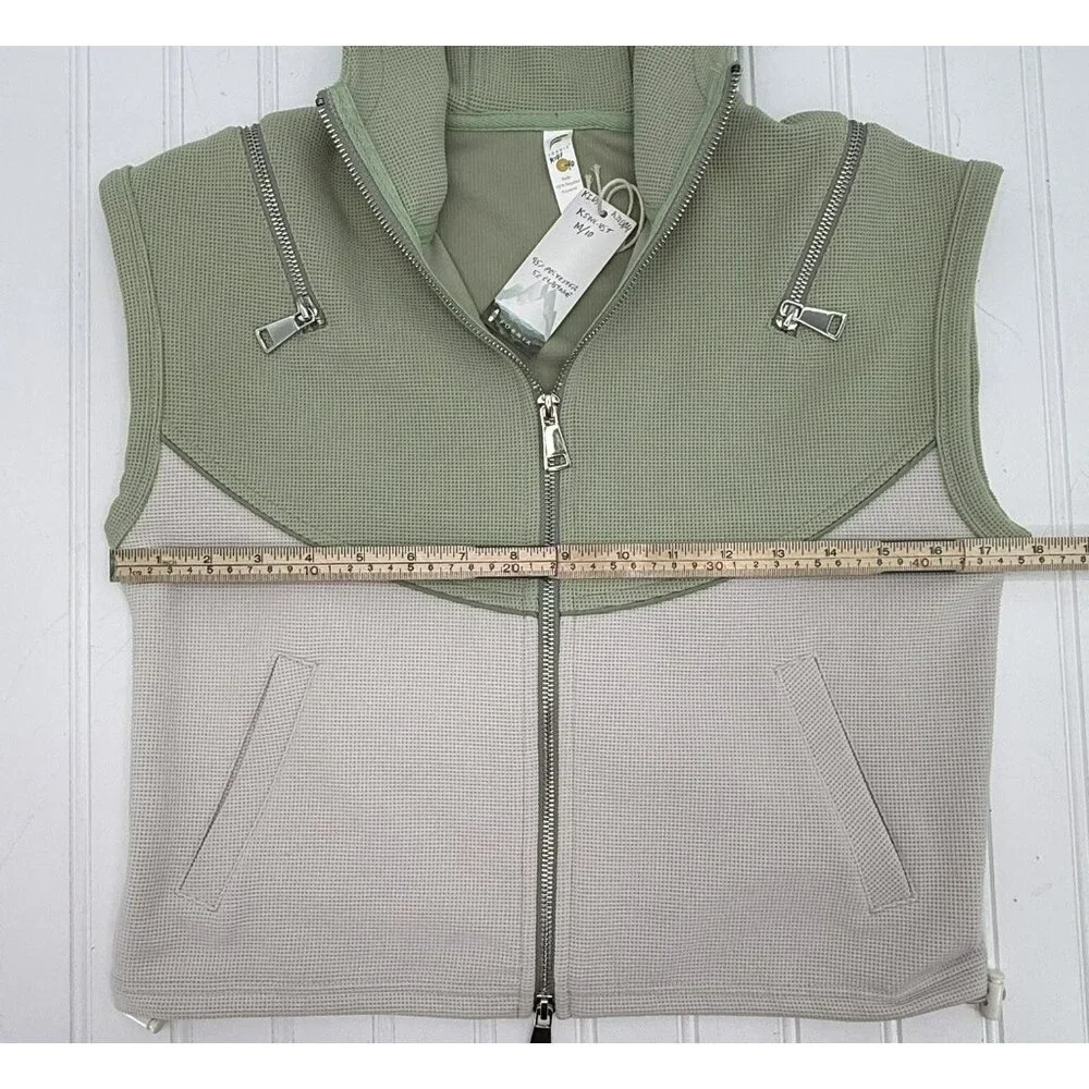 Fornia Los Angeles Girls Hooded Crop Vest‎ Colorblock Full Zip Medium Size 10